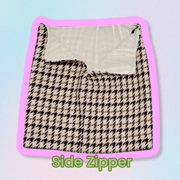 White House Black Market Wool Houndstooth Side Zipper Career Work Mini Skirt 4 - Picture 4 of 11